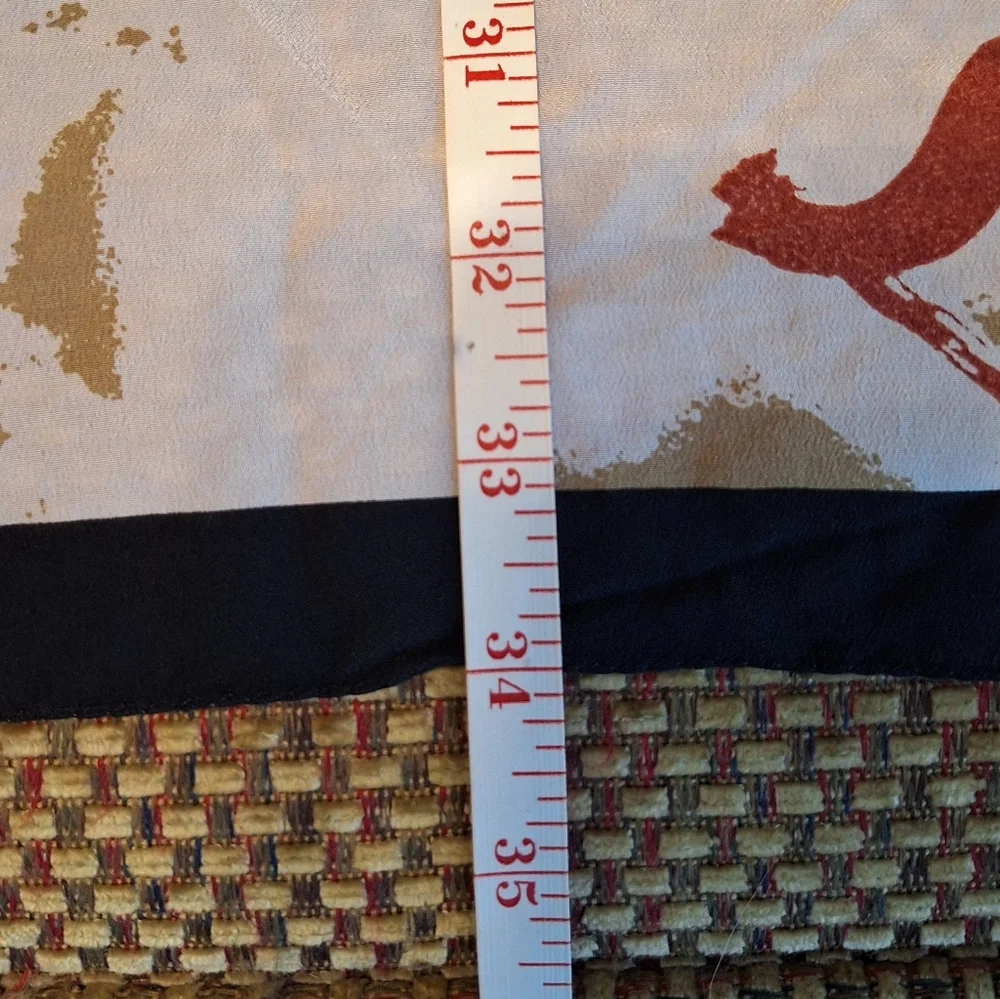 QIFANG 100% SILK Floral Print Scarf with Black Border